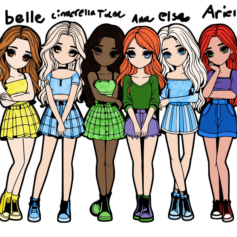 a group of girls realistic