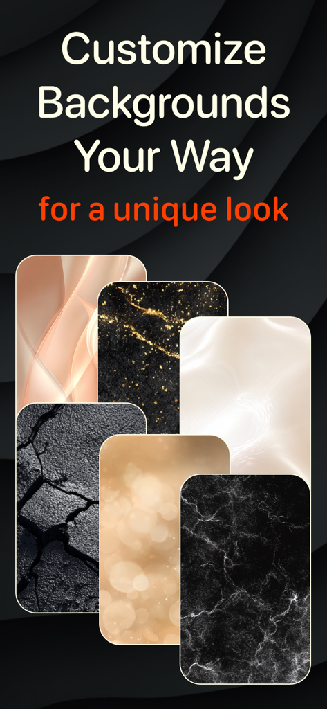 Una selezione di eleganti opzioni di personalizzazione dello sfondo per l'interfaccia dell'app Listiq