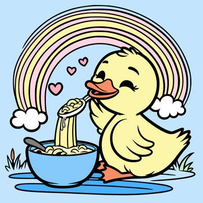 duck eating rainbows