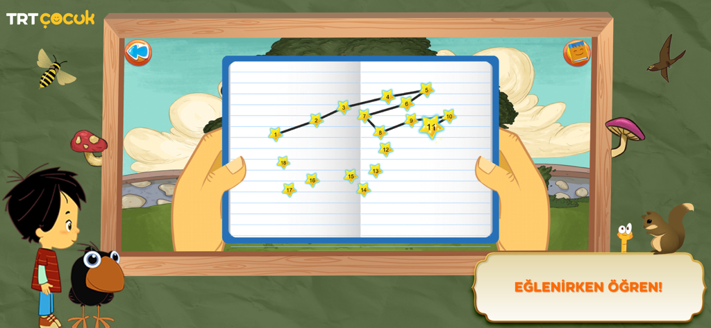 TRT Ege ile Gaga - TRT Çocuk 캐릭터 Ege와 Gaga가 등장하는 교육용 선 긋기 별 퍼즐