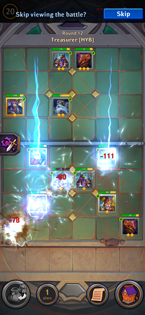 ヒーローカードとグリッド上の魔法効果を備えたDungeon Crusher AFK Heroesの戦術的オートチェスバトルゲームプレイ