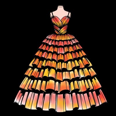 realistic layered ball gown on model