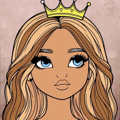 a realistic girl with a crown on