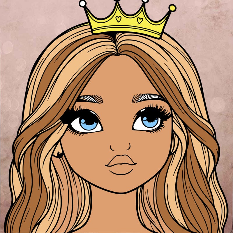 a realistic girl with a crown on