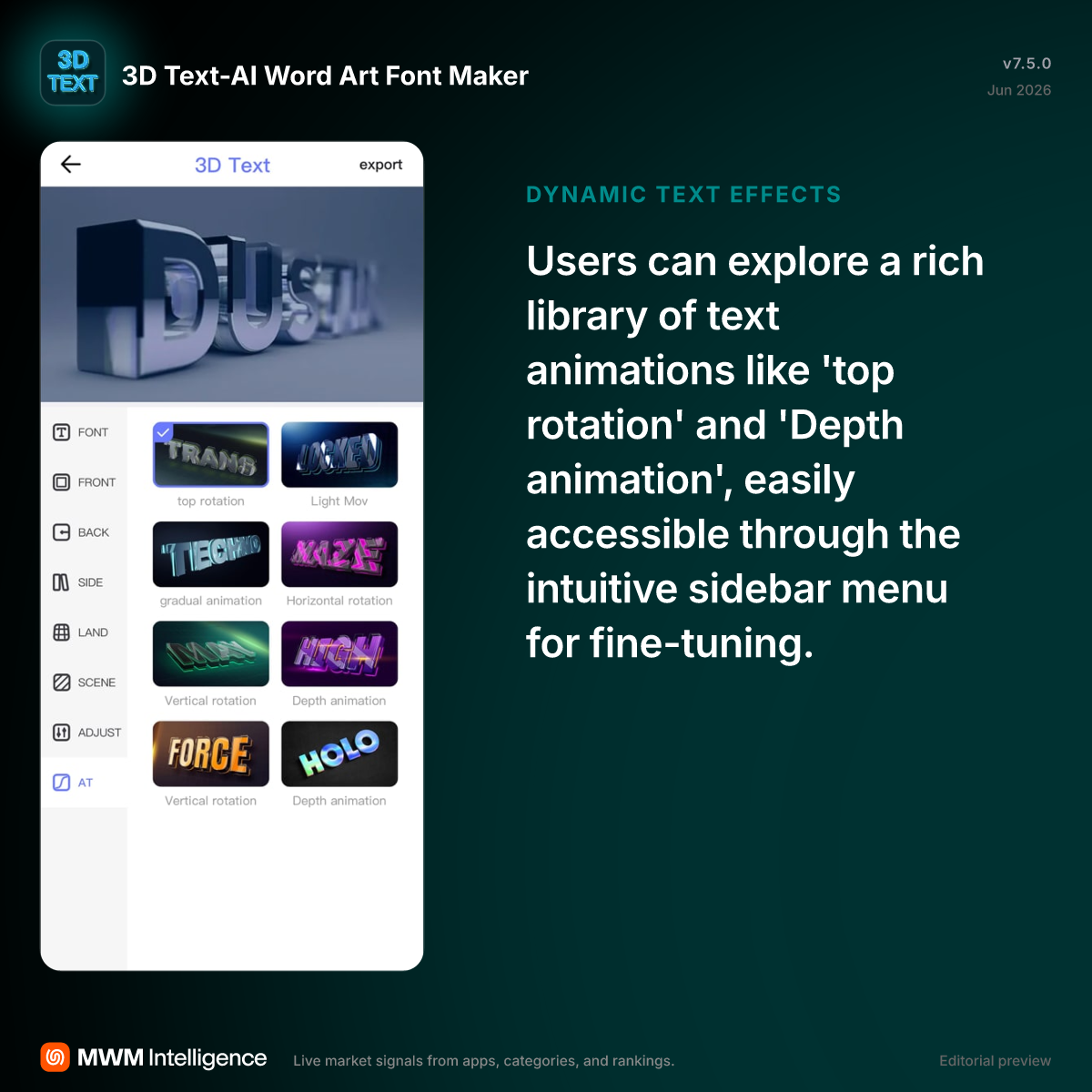 3D Text-AI Word Art Font Maker - Photo & Video App | MWM