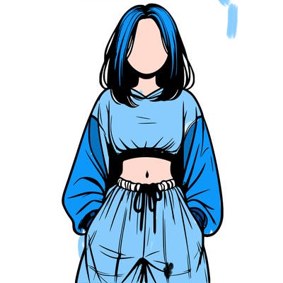 realistic girl faceless with baggy pants and a crop top