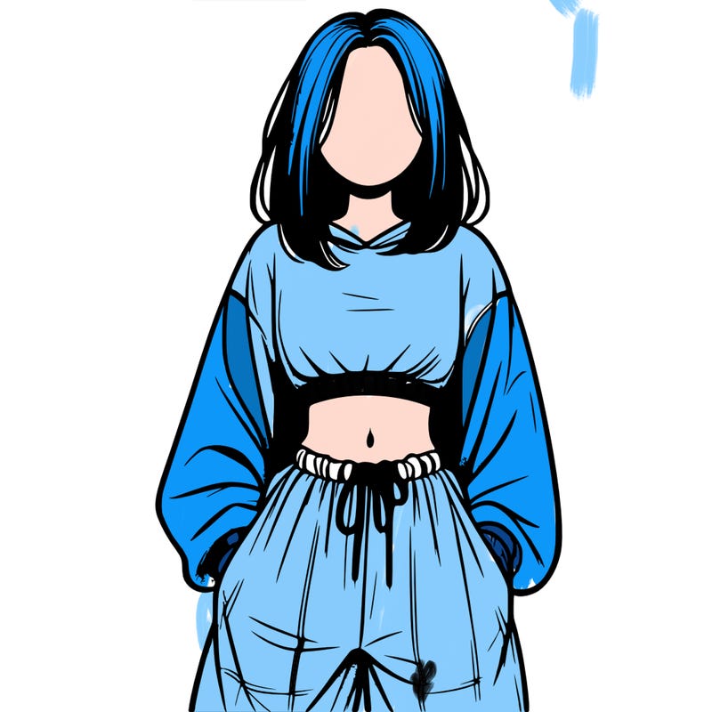 realistic girl faceless with baggy pants and a crop top