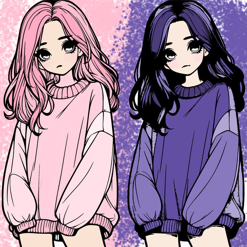 realistic girl with baggy sweater