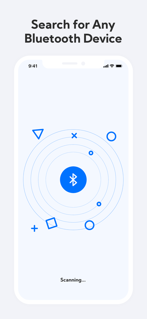 Device Tracker - Interface do aplicativo Localizador de Dispositivos mostrando uma tela de radar escaneando dispositivos Bluetooth próximos.