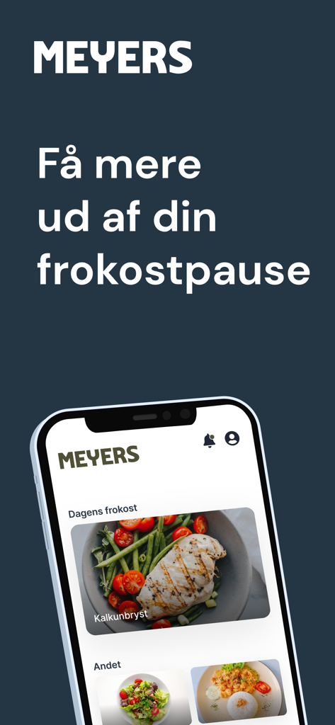 Meyers Mad - Meyers Mad app interface displaying a healthy daily lunch menu with grilled turkey breast and vegetables