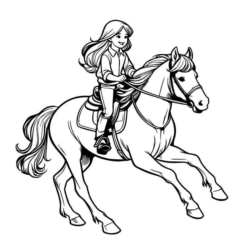realistic girl riding realistic horse
