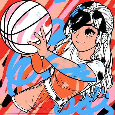 realistic girl playing basketball
