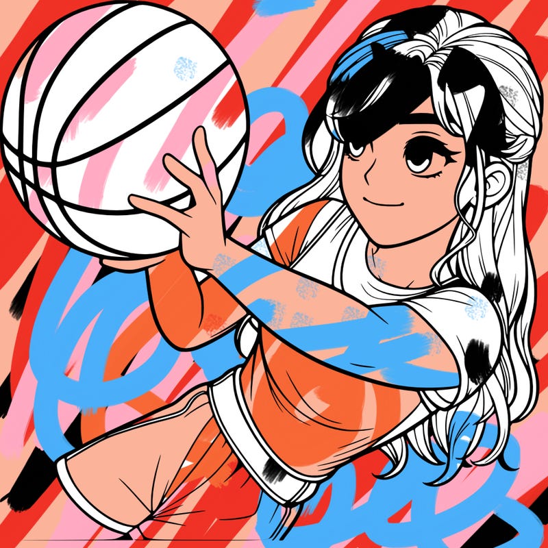 realistic girl playing basketball
