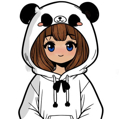 cute teen girl wearing a cute bear hoodie