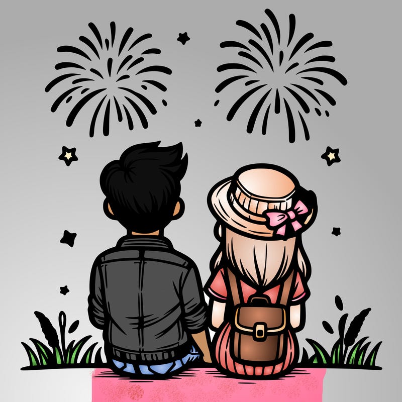 couple watching fireworks