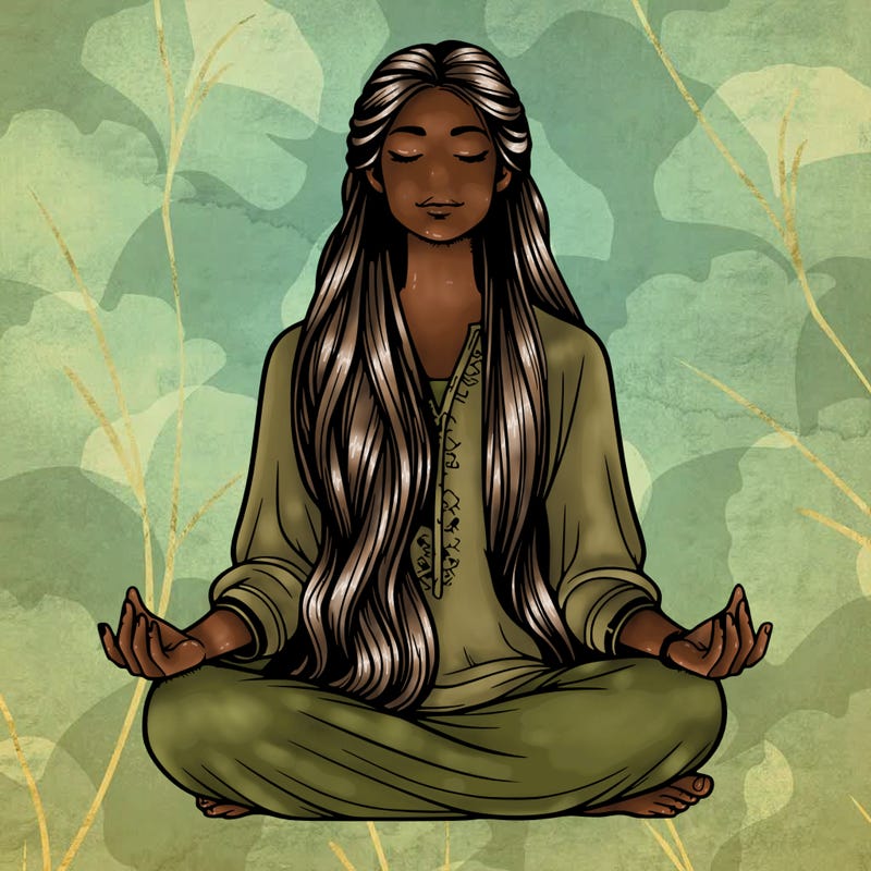 realistic woman with long hair meditating
