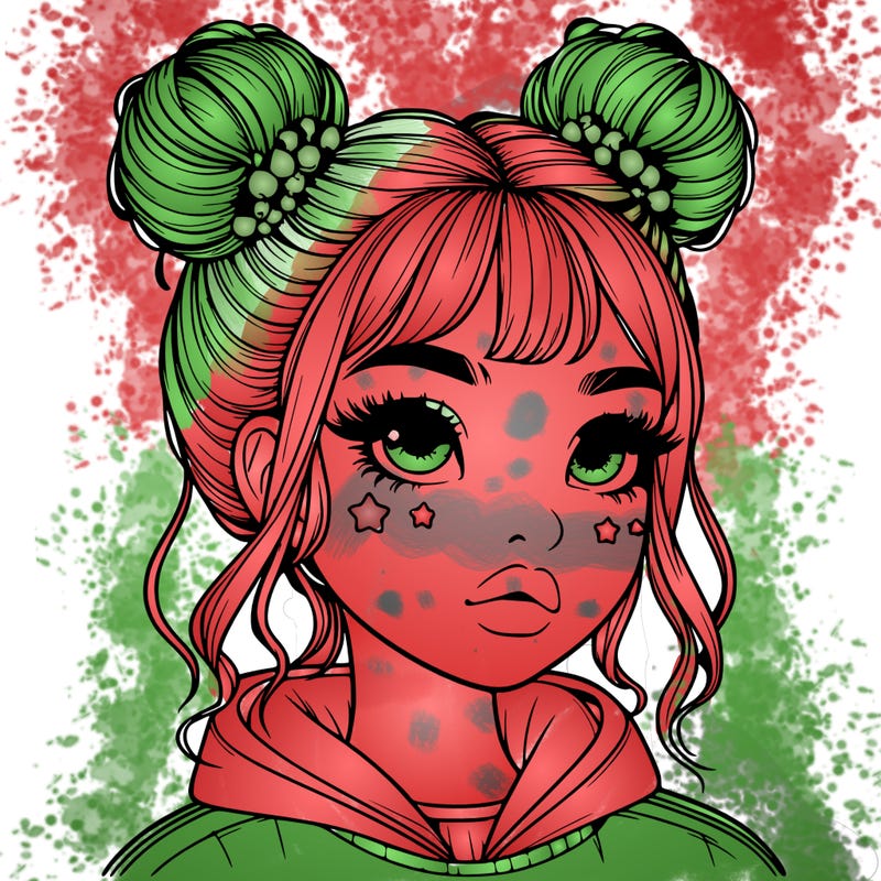 realistic girl with space buns