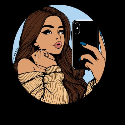 realistic girl taking mirror selfie beautiful