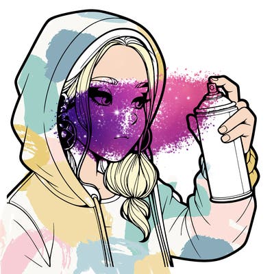 a realistic girl, spray painting