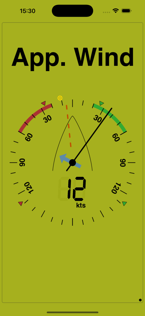 NMEAremote LITE - Apparent wind speed and angle gauge in the NMEAremote LITE app