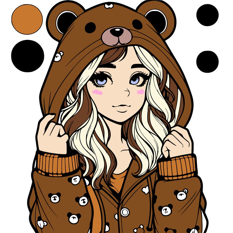 realistic girl in a animal pjs hoodie