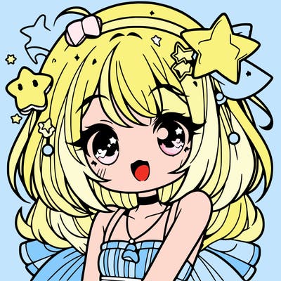 cute anime girl with star accessories