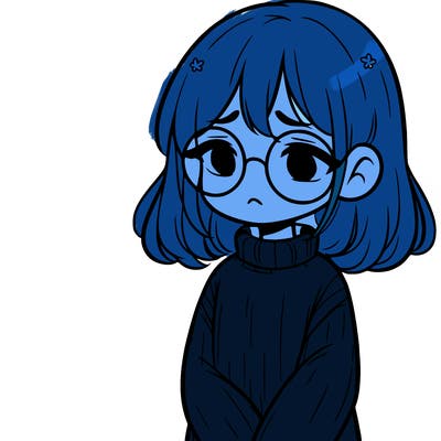 sad girl with glasses in a sweater