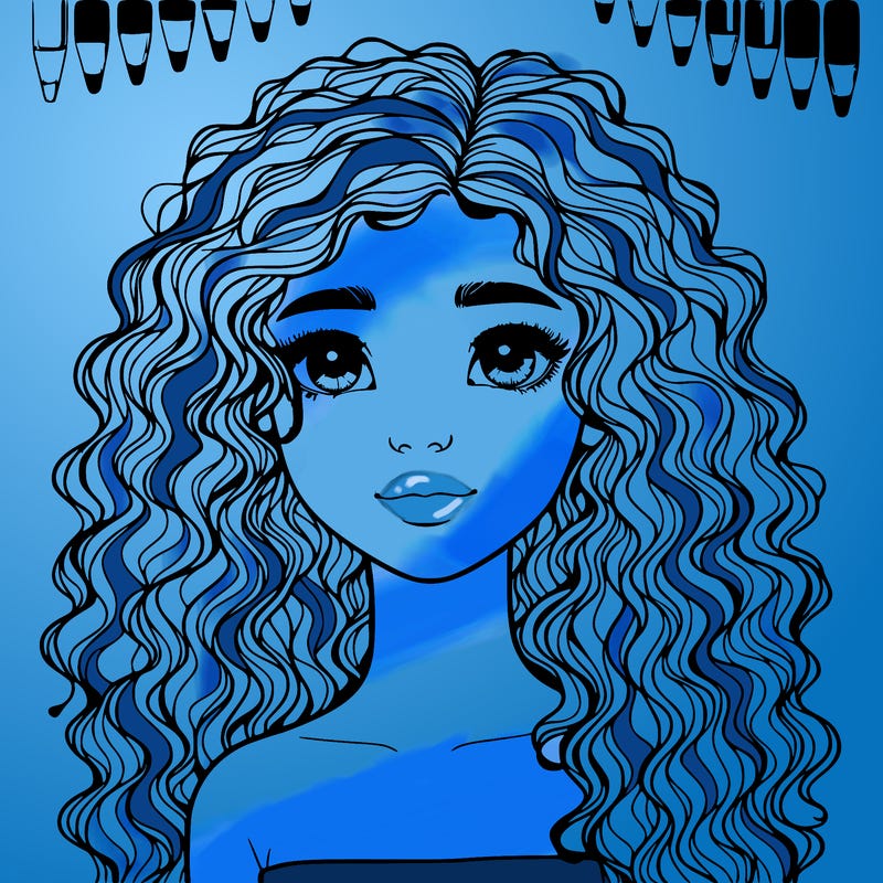 realistic girl with curly hair