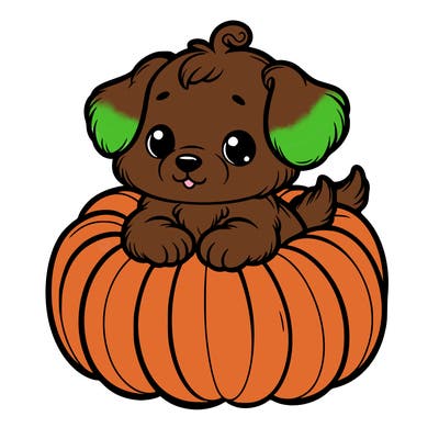 cute little puppy in a pumpkin
