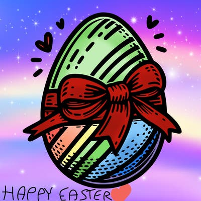 large chocolate egg with ribbon