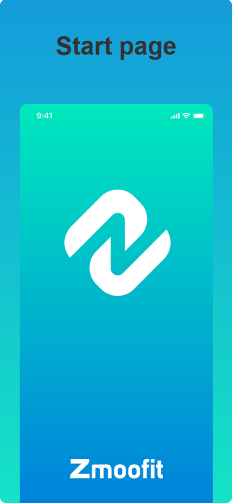 Zmoofit - Zmoofit app splash screen displaying the white stylized logo on a teal gradient background