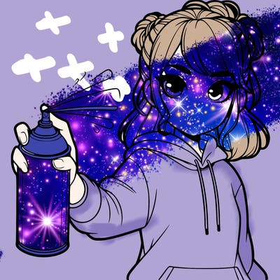 realistic girl is spray painting