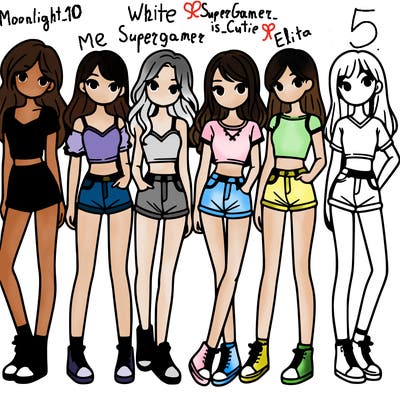 a group of girls wearing crop tops and shorts