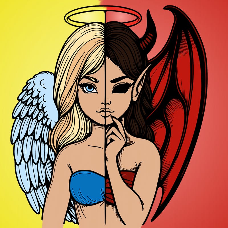 realistic angel half demon