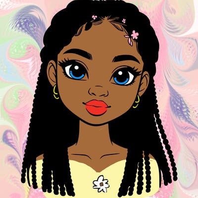 a realistic black girl with braids