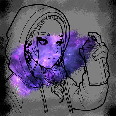 a realistic girl, spray painting
