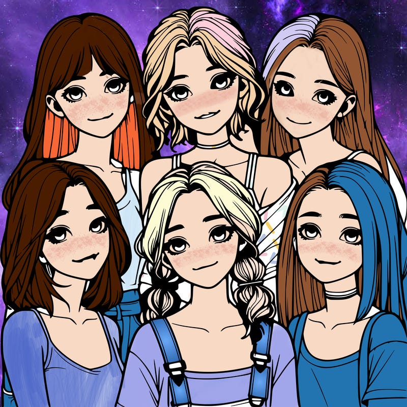 a group of girls realistic