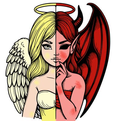 realistic angel half demon