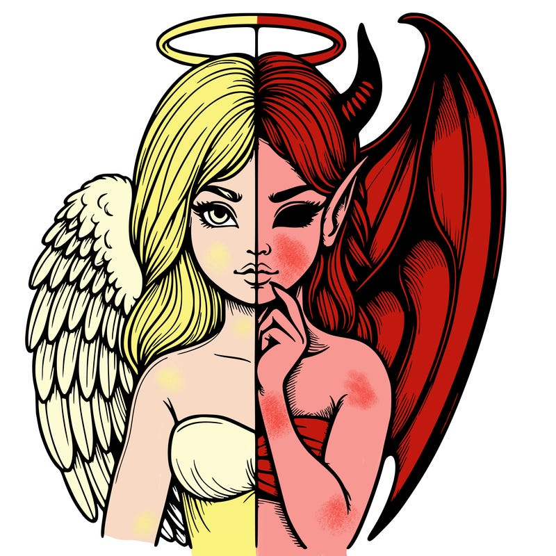 realistic angel half demon