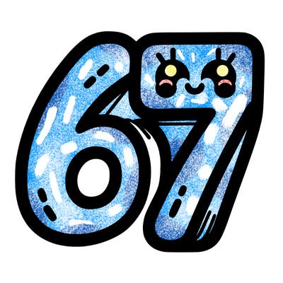 the numbers 67