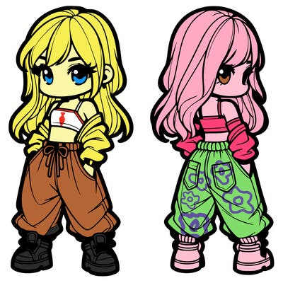 girl in crop top and baggy pants