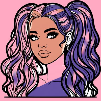 realistic woman with high pigtails