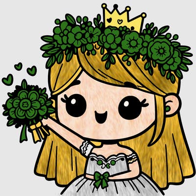 girl with flowers crown getting married
