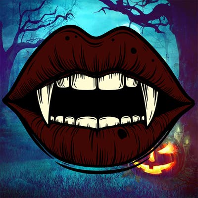 lips with vampire teeth