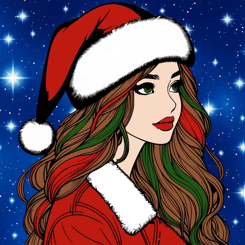 realistic girl in santa hat