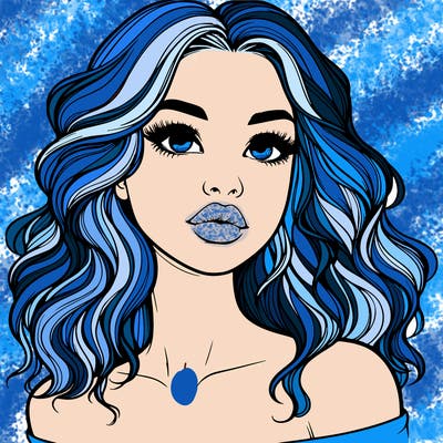 realistic girl with wavy hair and lips