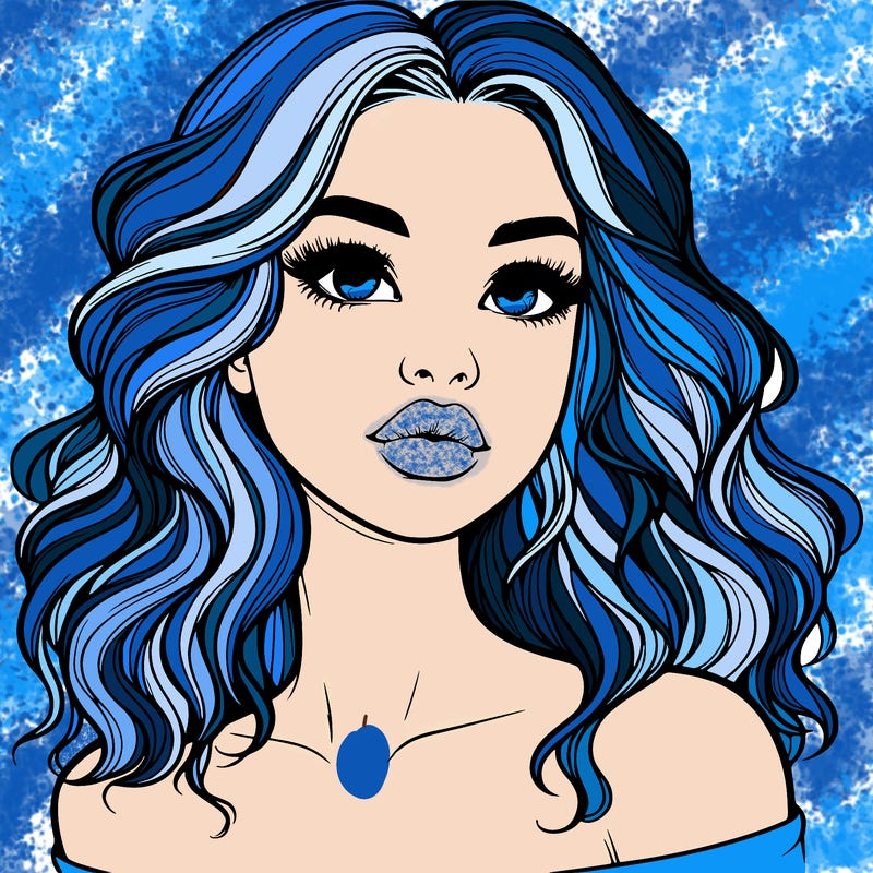 realistic girl with wavy hair and lips