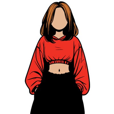realistic girl faceless with baggy pants and a crop top