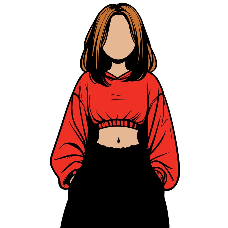 realistic girl faceless with baggy pants and a crop top