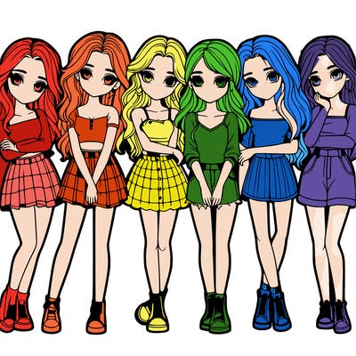 a group of girls realistic